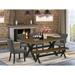 East West Furniture Dining Table Set- a Dining Table and Dark Gotham Linen Fabric Chairs, Distressed Jacobean(Pieces Options)