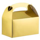 Party Treat Boxes, 24 Pack Metallic Gold Foil Gable Gift Boxes, 6.2"x3.6"x3.4"