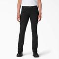 Dickies Women's Perfect Shape Straight Fit Jeans - Rinsed Black Size 14 (FD146)
