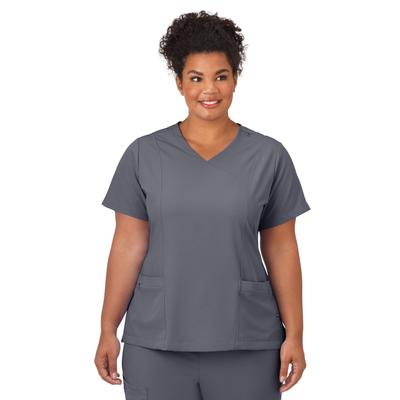 Plus Size Women's Jockey Scrubs Women's Mock Wrap Top by Jockey Encompass Scrubs in Pewter (Size 2X(20W-22W))