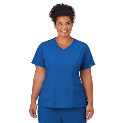 Plus Size Women's Jockey Scrubs Women's Mock Wrap Top by Jockey Encompass Scrubs in Royal (Size XL(18-20))