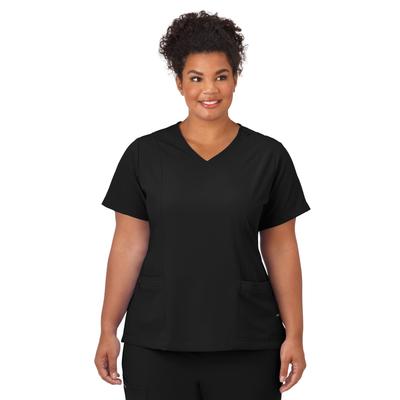 Plus Size Women's Jockey Scrubs Women's Mock Wrap Top by Jockey Encompass Scrubs in Black (Size L(14-16))