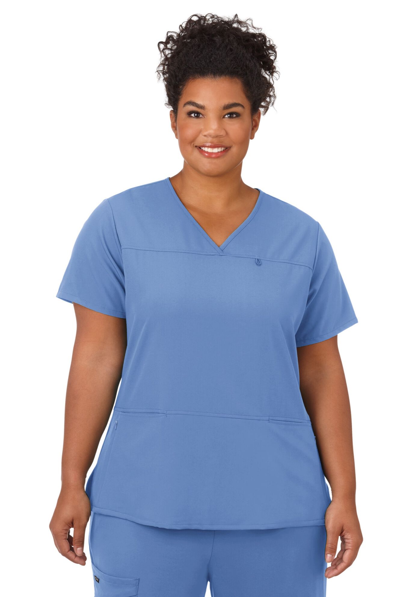 Plus Size Women's Jockey Scrubs Women's True Fit Crossover V-Neck Top by Jockey Encompass Scrubs in Blue (Size L(14-16))