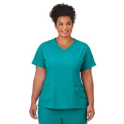 Plus Size Women's Jockey Scrubs Women's Mock Wrap Top by Jockey Encompass Scrubs in Teal (Size M(10-12))