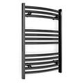 Myhomeware 450mm Wide Curved Matt Black Heated Towel Rail Radiator Designer Bathroom For Central Heating Only (450mm x 700mm (h))