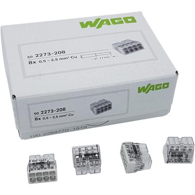 Wago - 50 Stück 2273-208 COMPACT-Verbindungsdosenklemme ø 0,5-2,5 mm², 8-polig,