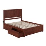 Madison King Platform Bed with Footboard and 2 Drawers in Walnut