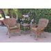 Jeco Windsor Honey Wicker Chair and End Table Set With Cushions