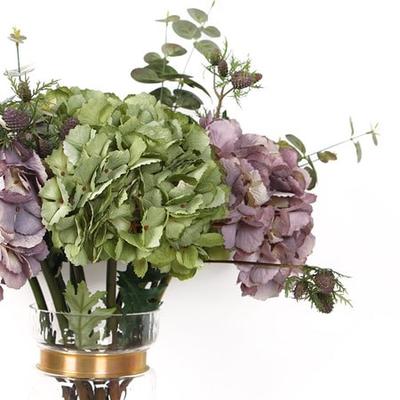 G Home Collection Luxury Silk Single Hydrangea Stem in Green and Purple Fruit or Plant