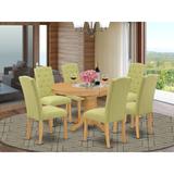 East West Furniture Modern Dining Table Set Consist of a Wooden Table and Linen Fabric Parson Chairs, (Pieces & Finish Options)