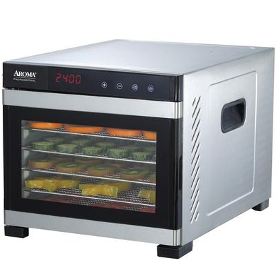 Aroma 6 Tray Black Electric Food Dehydrator with Glass Door
