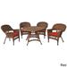Honey Wicker 5-piece Cushioned Outdoor Dining Set