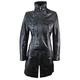 Aviatrix Black Tan Ladies Woman's Vintage Soft Washed Real Leather Jacket Trench Coat