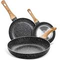 Michelangelo 20cm/24cm/28cm Frying Pan Set, Non Stick Frying Pan Set with Bakelite Handle, Non Stick Frying Pans Set, Galaxy Frying Pan Set 3Pcs