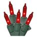 LiteSource 32006 - 20 Light 7.7' Green Wire Red Miniature Christmas Light String Set with 3" Spacing