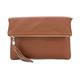Justbagzz Real Genuine Plain Leather Italian Elegant Clutch Bag Crossbody Ladies Shoulder Bag Spring/Summer (Dark Tan)