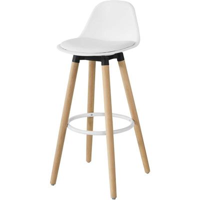 Sobuy - FST70-W Barhocker mit Fußstütze Barstuhl Tresenhocker Barstuhl mit Rücklehne weiß Beine aus Image