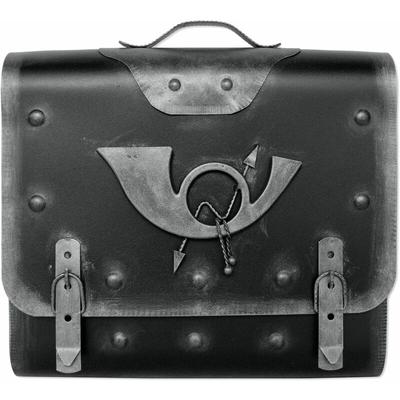 Briefkasten Alter Ranzen mit Posthorn PH2, 40 x 40 x 9 cm, silber Image