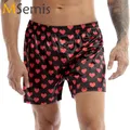 MSemis-Boxer imprimé coeur d'amour pour hommes short doux classique vêtements de plage légers