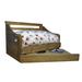 Iconic Pet Wooden Pet Bed with Feeder - Antique Gray - Small