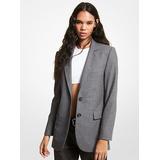 Michael Kors Striped Stretch Wool Boyfriend Blazer Black 0