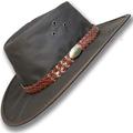 Oztrala Hat Oilskin Canvas Australian Outback Leather Mens Black Cowboy Bucket HCKS HCKB UK (Solid Brown, XL)