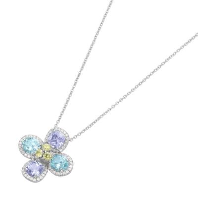 Giorgio Martello Milano - Kette mit Anhänger Blüte mit bunten Zirkonia, Silber 925 Ketten 1 ct Grün Damen