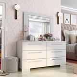 Rema Contemporary White Wood 6-Drawer 2-Piece Dresser and Mirror Set by Furniture of America