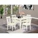 East West Furniture 5 Piece Dining Room Table Set- a Kitchen Table and Linen Fabric Dining Chairs, Linen White (Pieces Option)