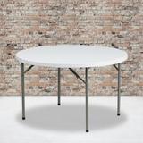 48" Round Plastic Folding Table with Granite White Surface - Banquet Table