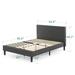 Priage by ZINUS Dark Grey Upholstered Diamond Stitched Platform Bed Frame with USB Ports