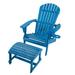 Longshore Tides Artiana Solid Wood Adirondack Chair w/ Ottoman Wood in Blue | 27.75 H x 33 W x 33.75 D in | Wayfair