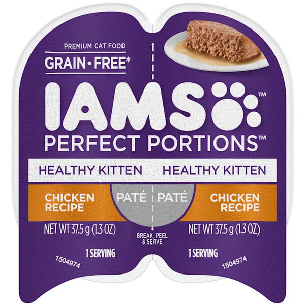 iams-perfect-portions-grain-free-healthy-kitten-chicken-recipe-pate-adult-wet-food,-2.6-oz./