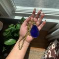 Anthropologie Jewelry | Anthropologie Royal Blue Glass Pendant Necklace | Color: Blue/Gold | Size: Os
