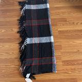 Free People Accessories | Free People Plaid Fringe Blanket Scarf Wrap | Color: Black/Red | Size: Os