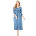 Plus Size Women's AnyWear Beaded Medallion Maxi Dress by Catherines in Blue Medallion (Size 0X)