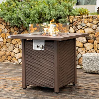 COSIEST Outdoor Metal Square Fire Pit Table w Wind Guard