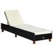 vidaXL Sunbed with Cushion Poly Rattan Black