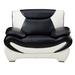 Faux Leather Upholstered Chair with Pillow Top Armrest, White and Black