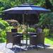 Lark Manor™ Alyah Square 4 - Person 37" Long Outdoor Dining Set w/ Cushions & Umbrella Plastic in Black/Blue/Brown | 37 W x 37 D in | Wayfair