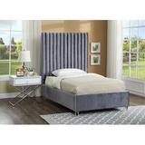 Everly Quinn Tufted Low Profile Platform Bed Upholstered/Velvet, Solid Wood in Gray | 65 H x 44 W x 81 D in | Wayfair