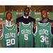"Kevin Garnett Paul Pierce & Ray Allen Boston Celtics Unsigned Hardwood Classics 2007 Press Conference Team Introduction Photograph"