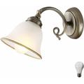 Applique style campagnard luminaire ancien laiton lampe en verre satiné dans un ensemble comprenant