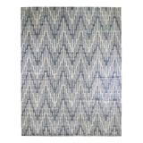 Shahbanu Rugs Oversized Blue Pure Silk and Textured Wool Zigzag with Graph Design Hand Knotted Oriental Rug (12'1" x 15'3")