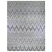 Shahbanu Rugs Oversized Gray-Blue Chevron Design Textured Wool and Pure Silk Hand Knotted Oriental Rug (14'1" x 18'1")