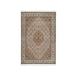 Shahbanu Rugs Ivory Wool And Silk Fish Medallion Design Tabriz Mahi Hand Knotted Oriental Rug (4'0" x 6'0") - 4'0" x 6'0"