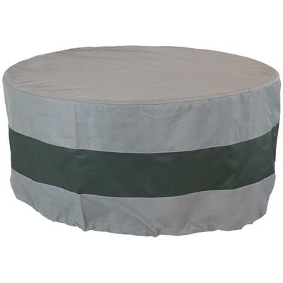Sunnydaze Round 2-Tone Outdoor Fire Pit Cover - Gray/Green Stripe - 60-Inch - 60 x 24-Inch