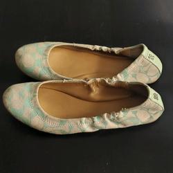 Coach Shoes | Coach Mint Green Signature Ballet Flat Size 7.5 | Color: Cream/Green | Size: 7.5