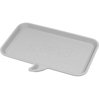 Iris Light Gray "WOOF" Pet Feeding Mat, Small