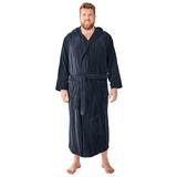 Men's Big & Tall Terry Velour Hooded Maxi Robe by KingSize in Black (Size 9XL/0XL)
